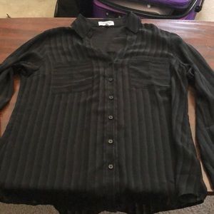 Black pinstriped sheer top